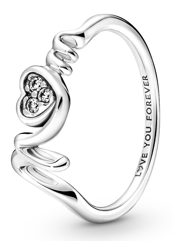 Pandora Non-stackable Mom Pavé Heart Sterling silver ring 191149C01