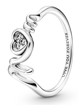 Pandora Non-stackable Mom Pavé Heart Sterling silver ring 191149C01