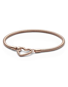 Pandora Moments Heart Closure Snake Chain Bracelet 14k rose gold-plated armband 582257C00