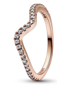 Pandora Timeless Ring Stackable Sparkling Wave 14K rose ring 182539C01
