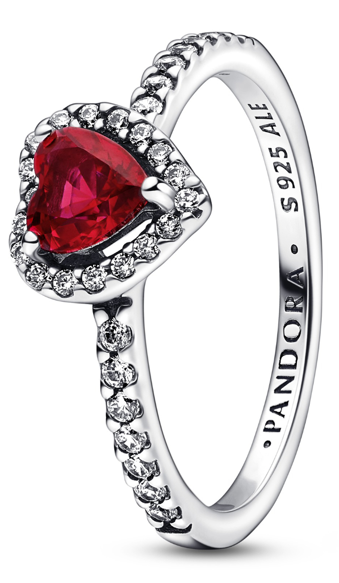 Pandora Timeless Ring Non-stackable Sparkling Red Elevated Heart ring 198421C02