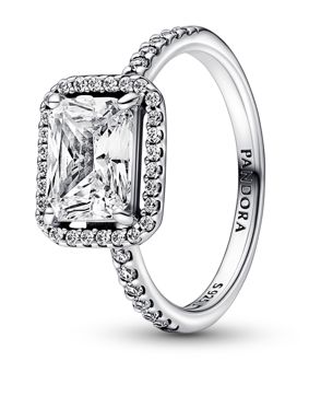 Pandora Timeless Stackable Rectangular Sparkling Halo ring 192391C01