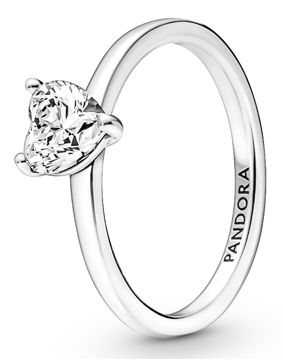 Pandora Stackable Sparkling Heart Solitaire Sterling silver ring 191165C01