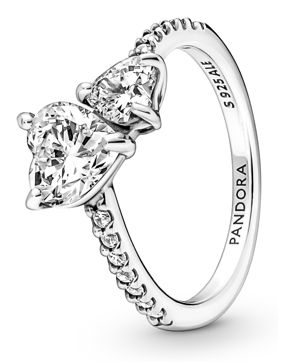 Pandora Stackable Sparkling Heart Solitaire Sterling silver ring 191198C01