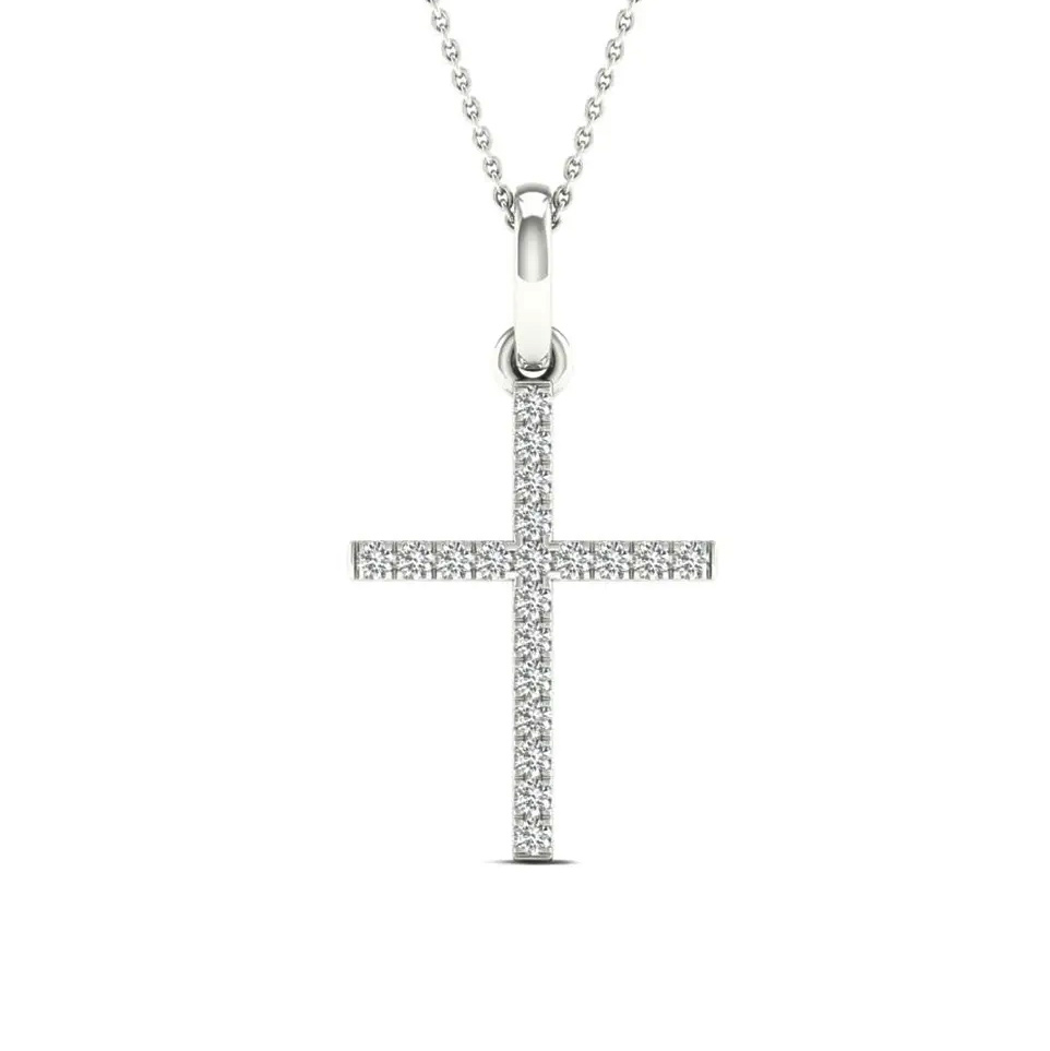 Lykken Elegance diamantkors vitt guld 0,1 ct