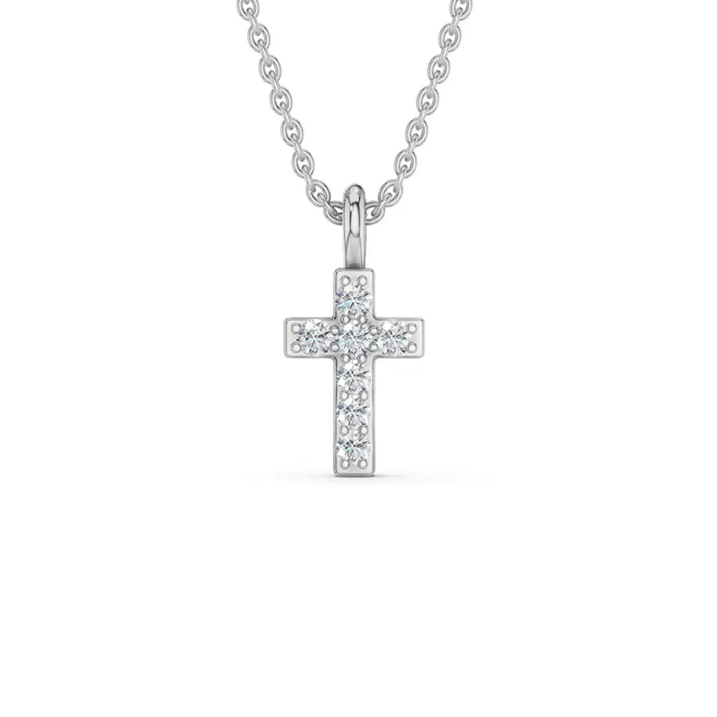 Lykken Elegance diamantkors vitt guld 0.028 ct