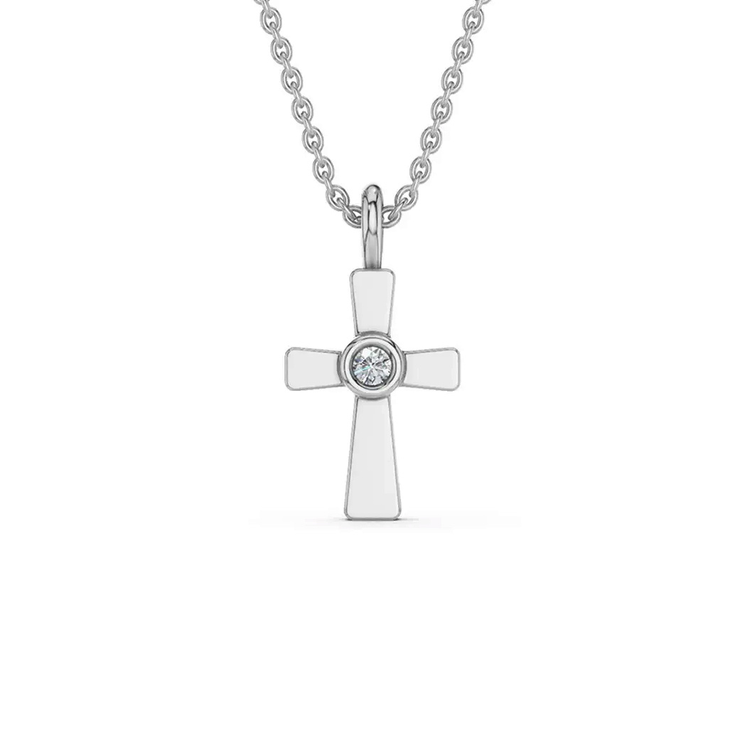 Lykken Elegance diamantkors vitt guld 0.012 ct