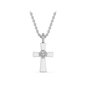 Lykken Elegance diamantkors vitt guld 0.012 ct