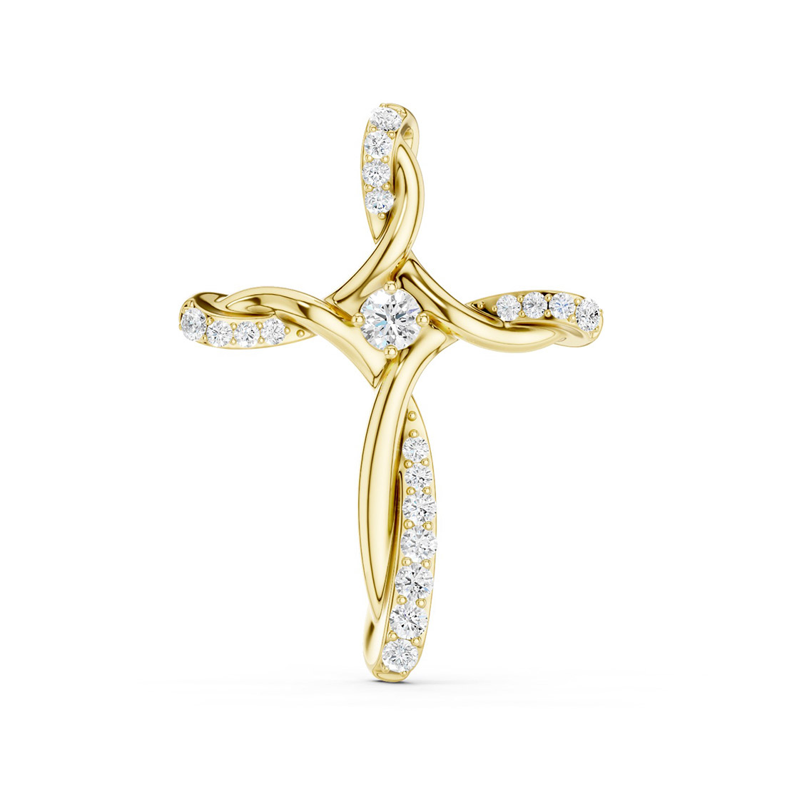 Lykka Elegance kors i guld med diamant, hängsmycke 21,5 mm