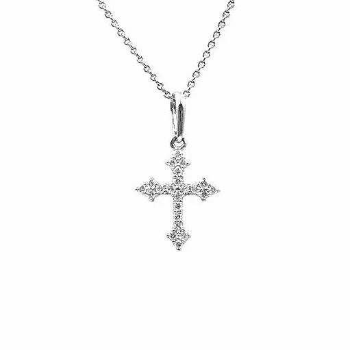 Lykken Elegance diamantkors vitguld 0,11 ct