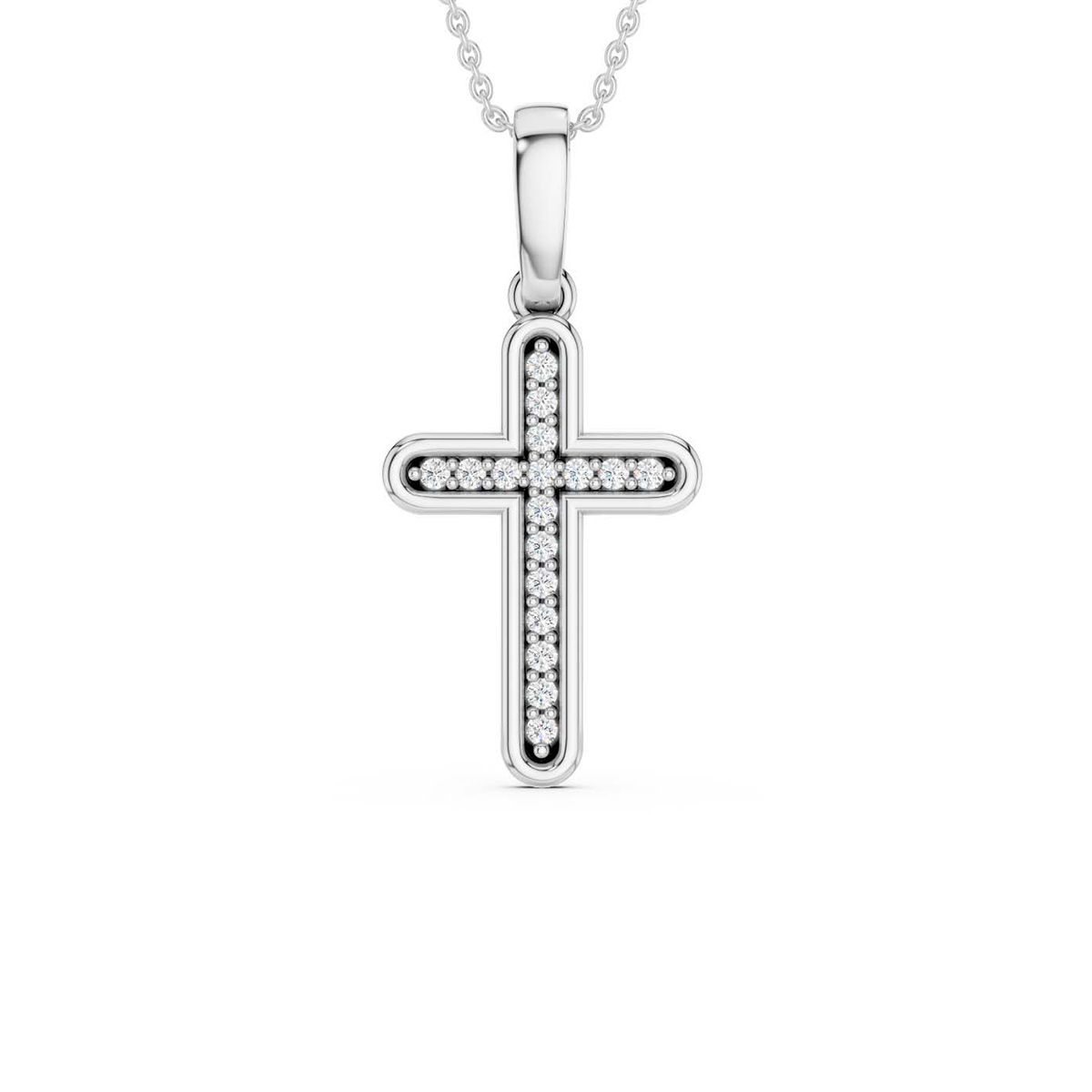 Lykken Elegance diamantkors vitt guld 0.068 ct