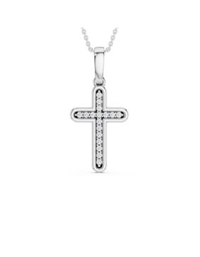 Lykken Elegance diamantkors vitt guld 0.068 ct