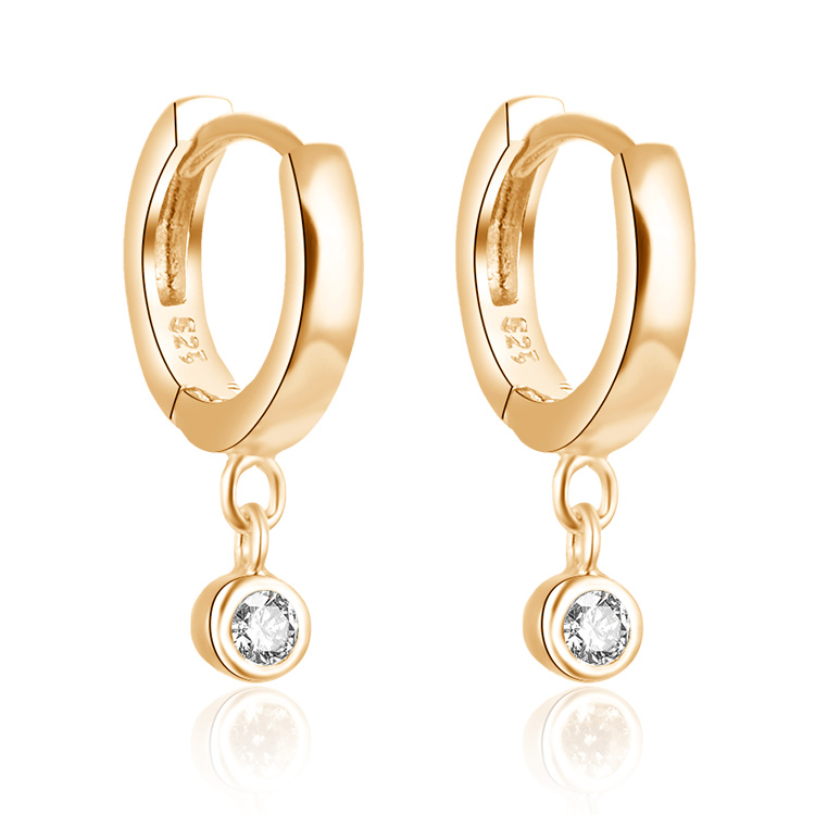 Lykka Casuals guldpläterade silverhoops med kubic zirconia hänge 