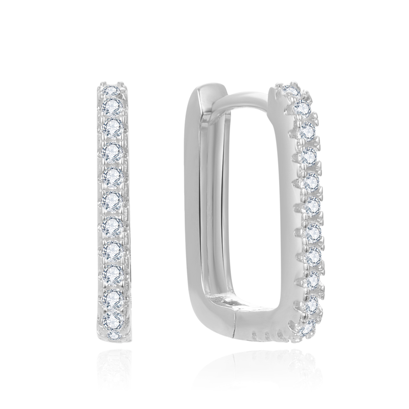 Lykka Casuals oblong ovala journey silver hoop orhängen