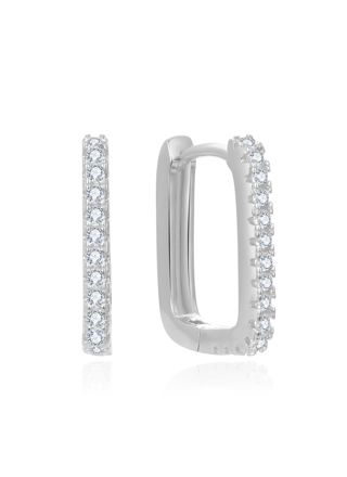 Lykka Casuals oblong ovala journey silver hoop orhängen