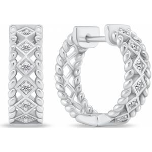 Lykka Casuals Huggie zirkoniasten hoops silver  main product photo