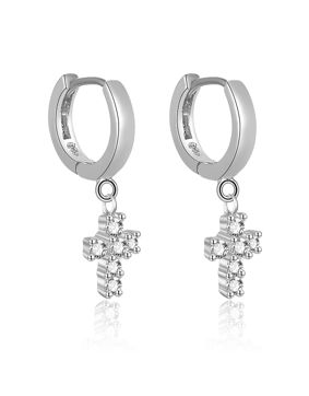 Lykken Crosses korssilverhoops med kubiska zirkonia