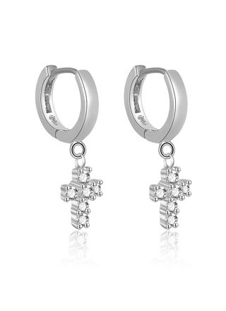 Lykka Crosses korssilverhoops med kubiska zirkonia