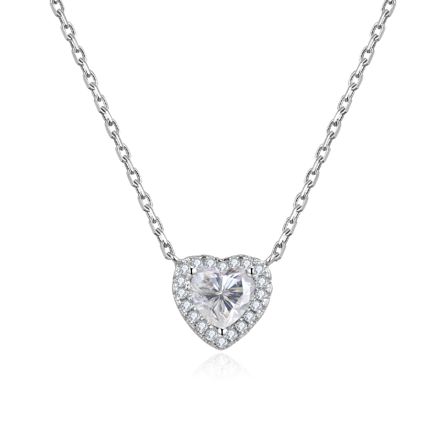 Lykka Hearts silverhalsband hjärta zirkonia 45 cm