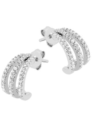 Lykka Casuals silver halvcreoler med kubiska zirkonia