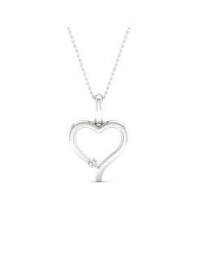 Lykken Elegance hjärta i vitguld med diamant, hängsmycke 16,9 mm