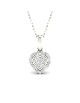 Lykken Elegance hjärta i vitguld med diamant, hängsmycke 13,8 mm