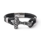 Lykka Viking Thors hammare flätad läderarmband 20 cm