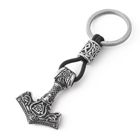 Lykka Viking Thors hammer Valknut and runes stålnyckelring