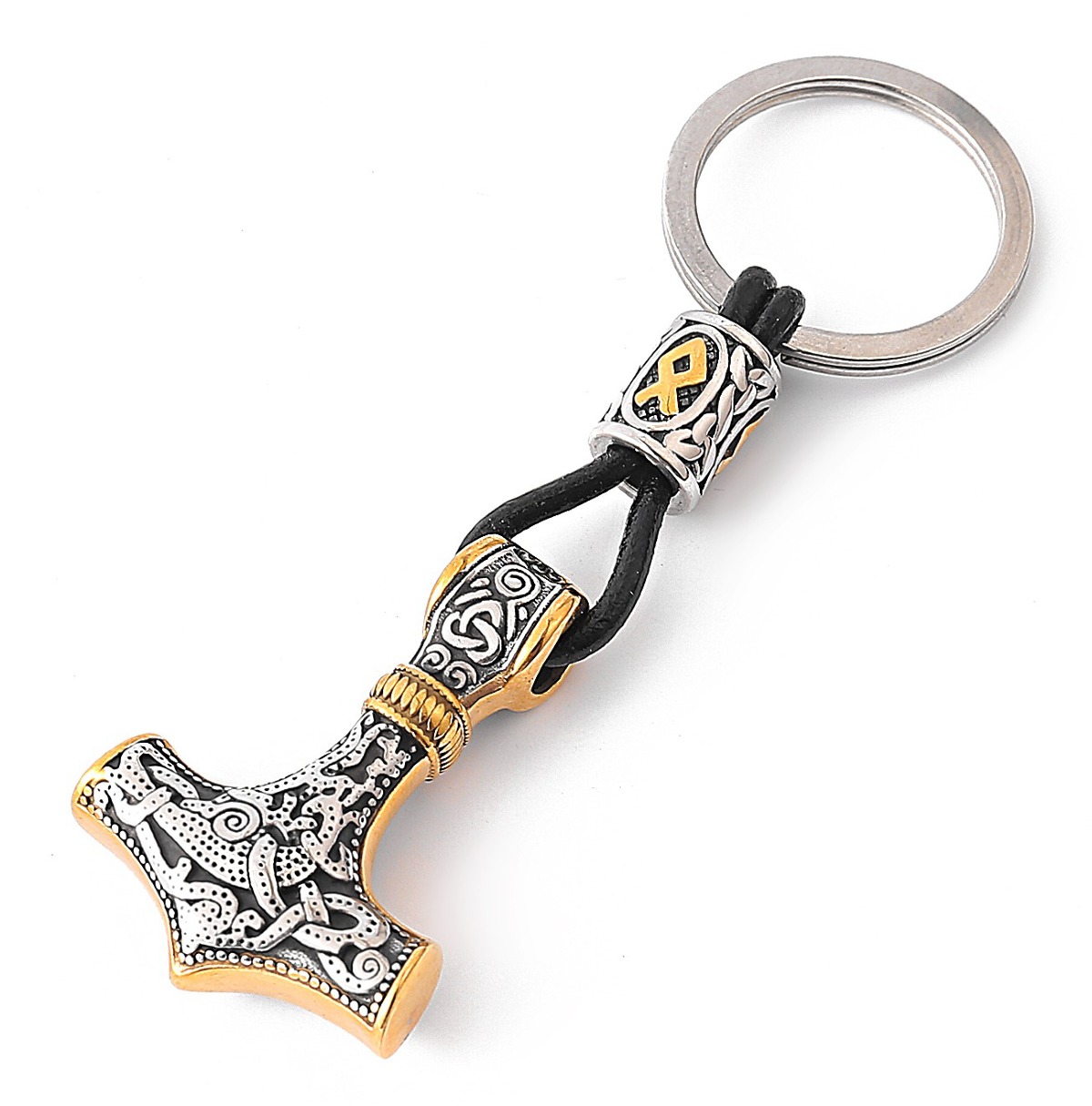 Lykka Viking Mjölnir silver and gold stålnyckelring 