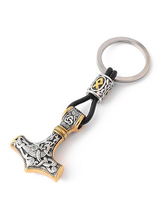Lykka Viking Mjölnir silver and gold stålnyckelring