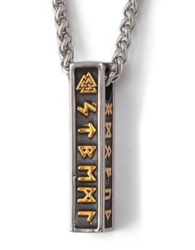 Lykken Viking runes gold stålhalsband 60 cm