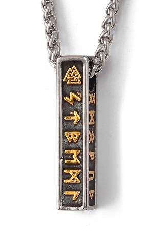 Lykka Viking runes gold stålhalsband 60 cm 