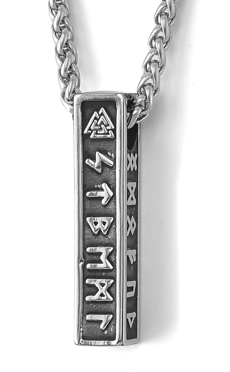 Lykka Viking runes silver stålhalsband 60 cm 