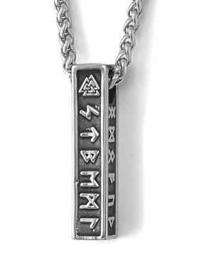Lykka Viking runes silver stålhalsband 60 cm