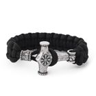 Lykka Viking Mjölnir flätat stål-nylonarmband 21 cm