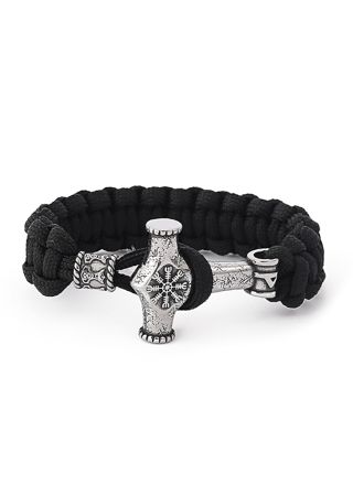 Lykka Viking Mjölnir flätat stål-nylonarmband