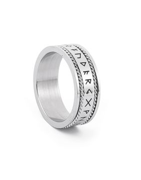 Lykken Viking silverfärgad Runes stålring