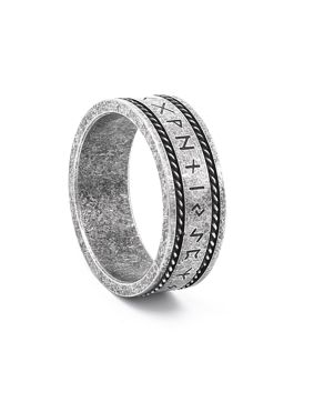 Lykken Viking matterad silverfärgad Runes stålring