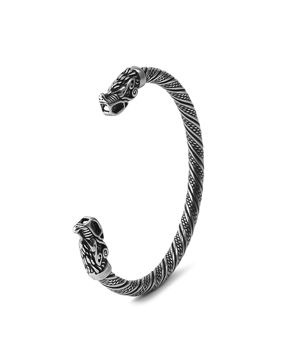 Lykken Viking Jörmungandr silverfärgad stål banglearmband 65mm