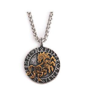 Lykken Viking Sleipnir tvåfärgat stålhalsband 60cm