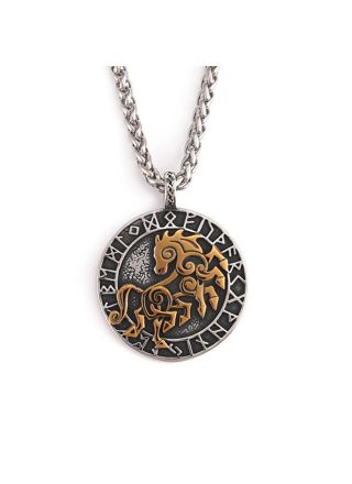 Lykka Viking Sleipnir tvåfärgat stålhalsband 60cm