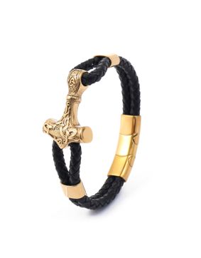 Lykken Viking guldfärgat stålarmband Mjölnir