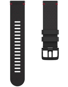 Polar perforerat läderarmband 22 mm svart/röd storlek M/L 910101218