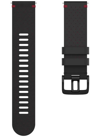 Polar perforerat läderarmband 22 mm svart/röd storlek M/L 910101218