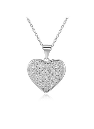 Lykken Hearts silverhalsband hjärta pavé zirkonia 45 cm