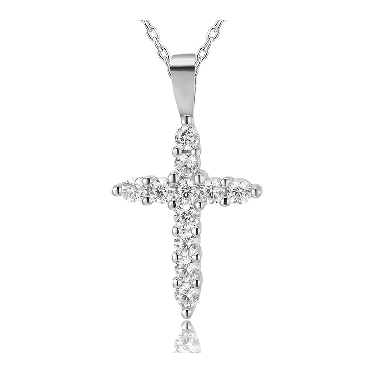 Lykka Crosses kors silverhalsband med zirkoner 45 cm
