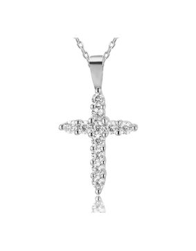 Lykken Crosses kors silverhalsband med zirkoner 45 cm