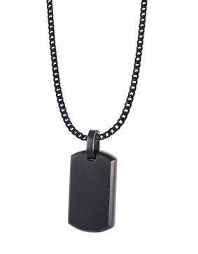 Lykka Strong mattsvart stålhalsband med bricka 50 cm