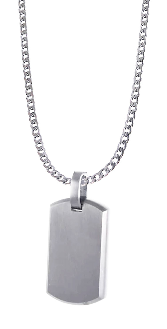 Lykka Strong mattsilver stålhalsband med bricka 50 cm 