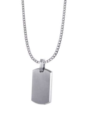Lykken Strong mattsilver stålhalsband med bricka 50 cm